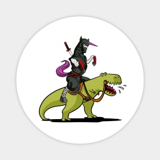 Ninja Unicorn Riding T-Rex Dinosaur Magnet